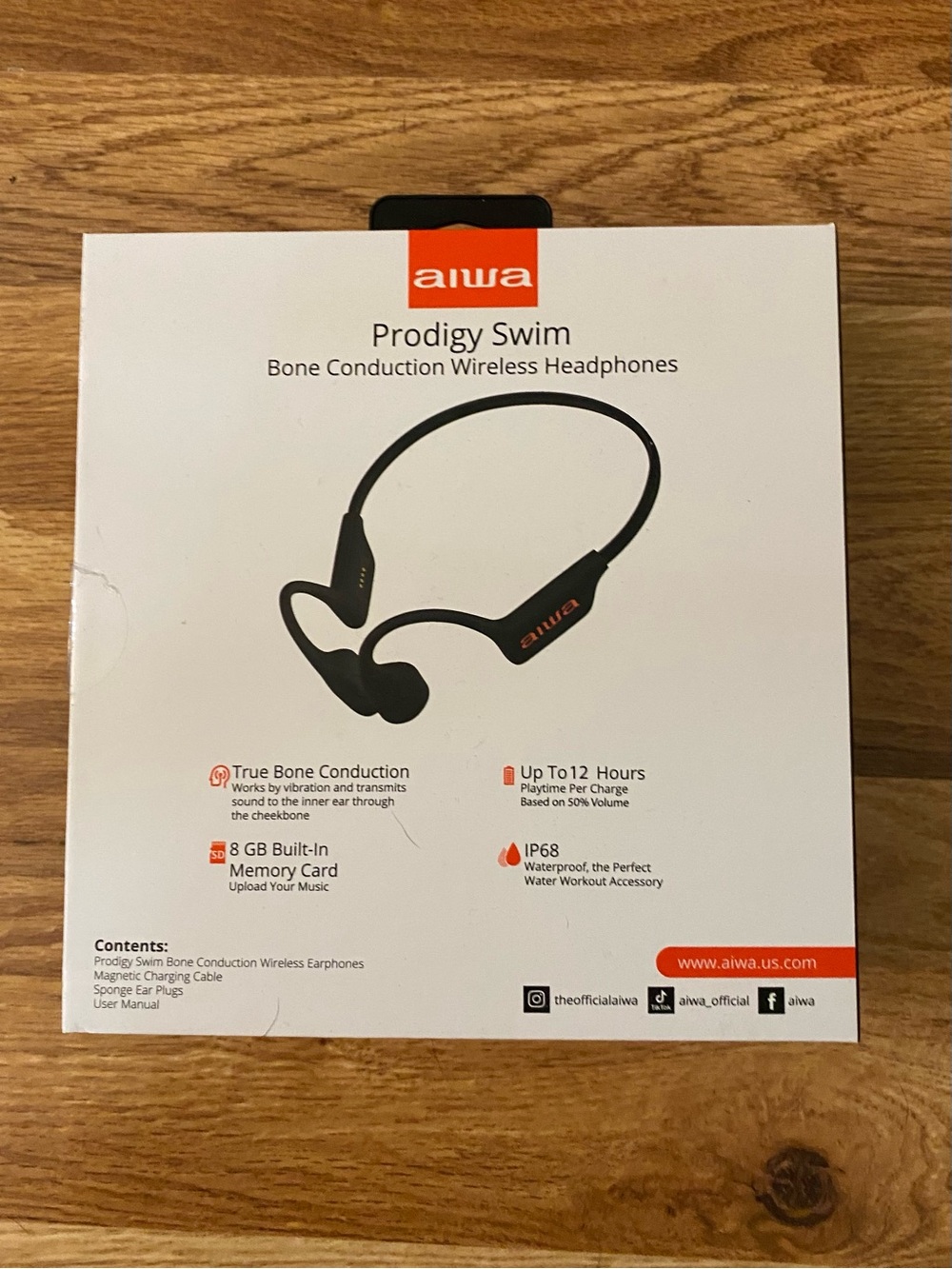 aiwa Prodigy Swim Bone Conduction Wireless Headphones - Black - Picture 6 of 6